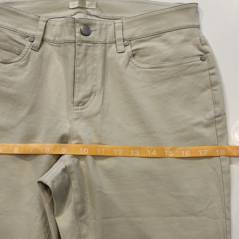 Eileen Fisher Organic Cotton Tan Stone Colored Pants Size 8 Slim Leg Flat Front - Picture 6 of 8
